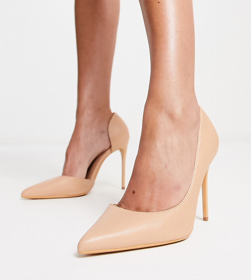 wide fit stiletto heeled shoes in beige-Neutral