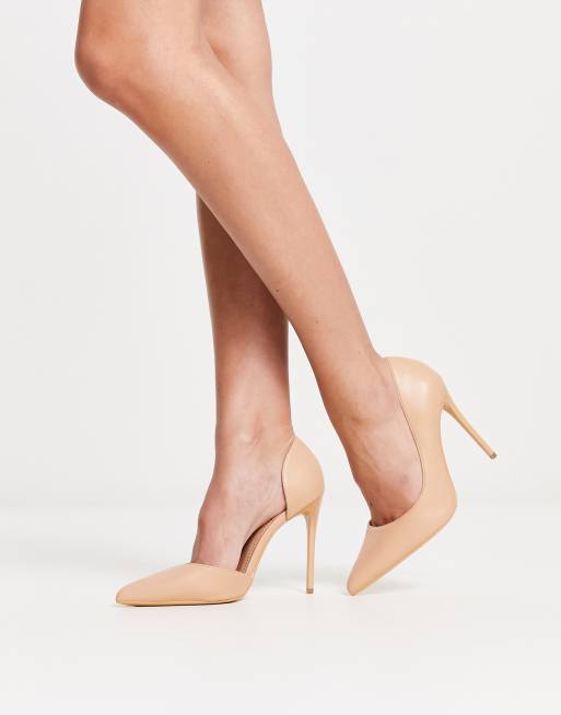 Truffle Collection wide fit stiletto heeled shoes in beige