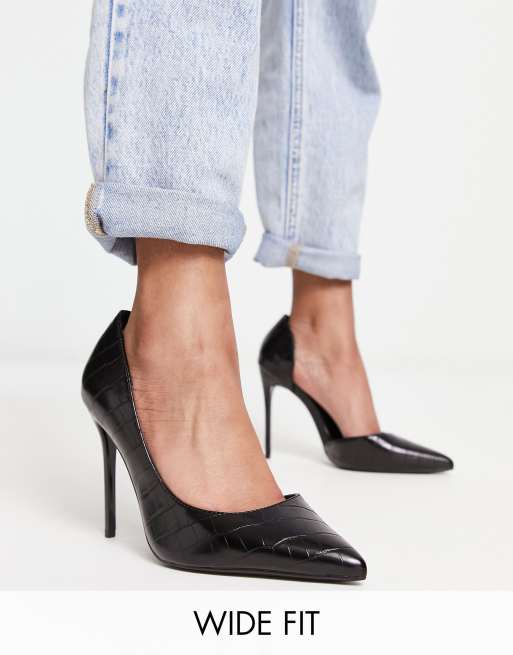 Wide fit on sale stiletto court shoes