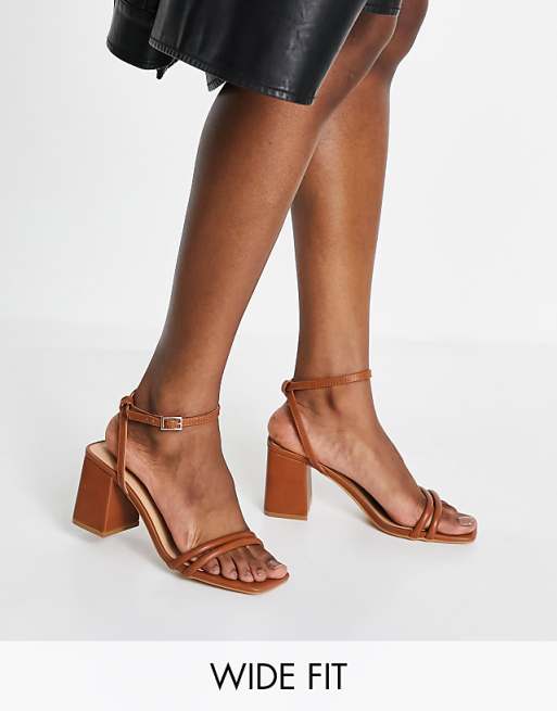 wide fit tan heeled sandals