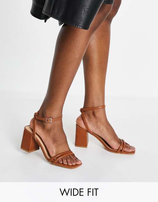 truffle collection wide fit clear heeled sandals