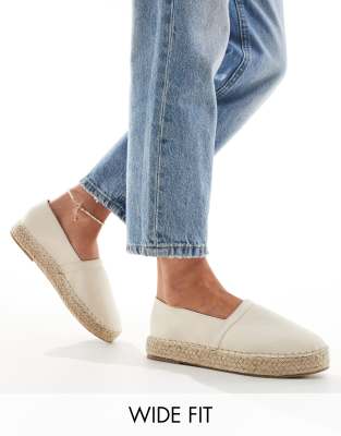 Truffle Collection wide fit stud detail espadrille in beige