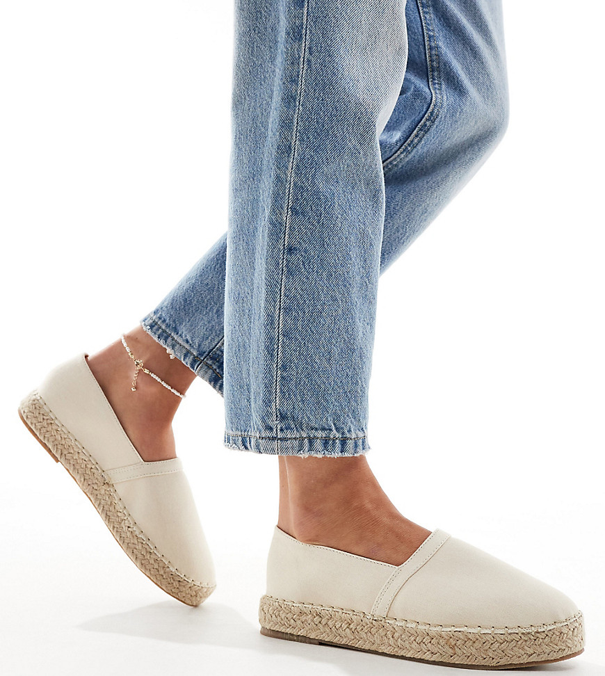 Truffle Collection Wide Fit Stud Detail Espadrille In Beige-neutral