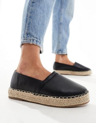 Truffle Collection wide fit stud detail espadrille in black