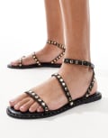 [Truffle Collection] Truffle Collection Wide Fit studded strappy sandals in black 36 BLACK