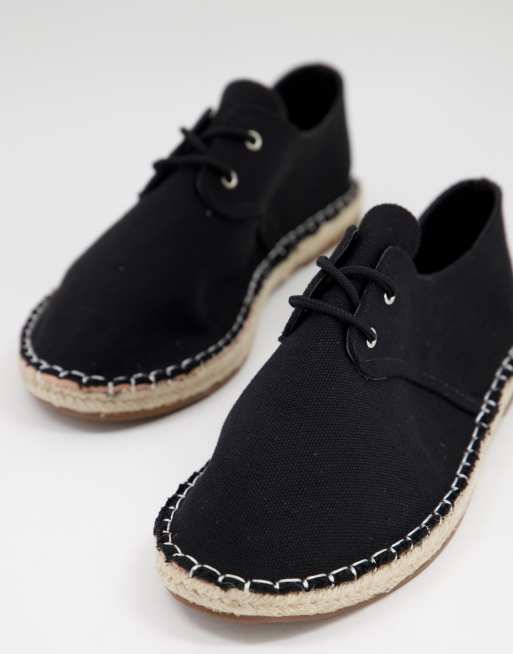 Truffle Collection Wide Fit – Svarta espadriller i canvas med snörning och bred passform, 2 av 4