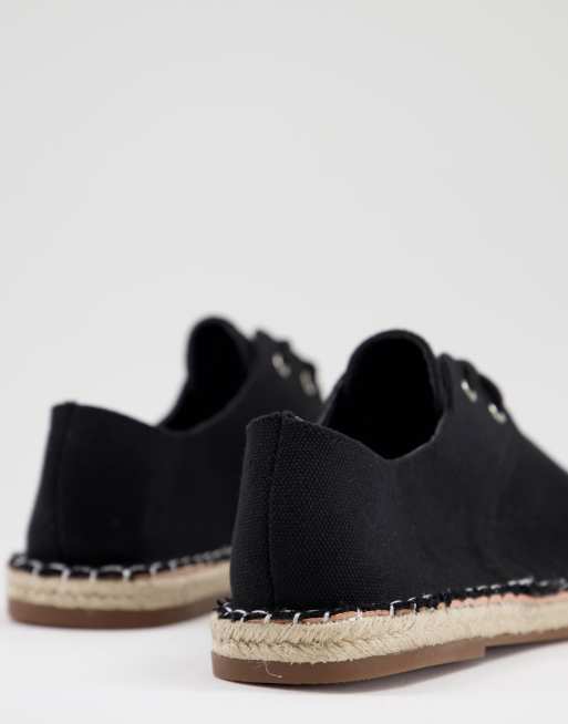 Truffle Collection Wide Fit – Svarta espadriller i canvas med snörning och bred passform, 3 av 4
