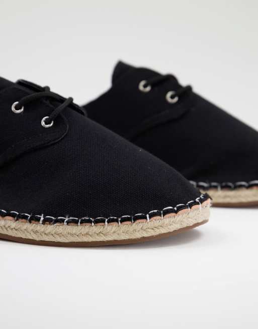 Truffle Collection Wide Fit – Svarta espadriller i canvas med snörning och bred passform, 4 av 4