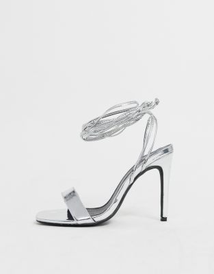 silver square toe heels