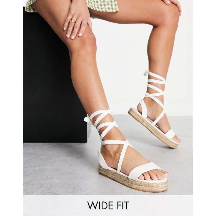 White lace hot sale up espadrilles