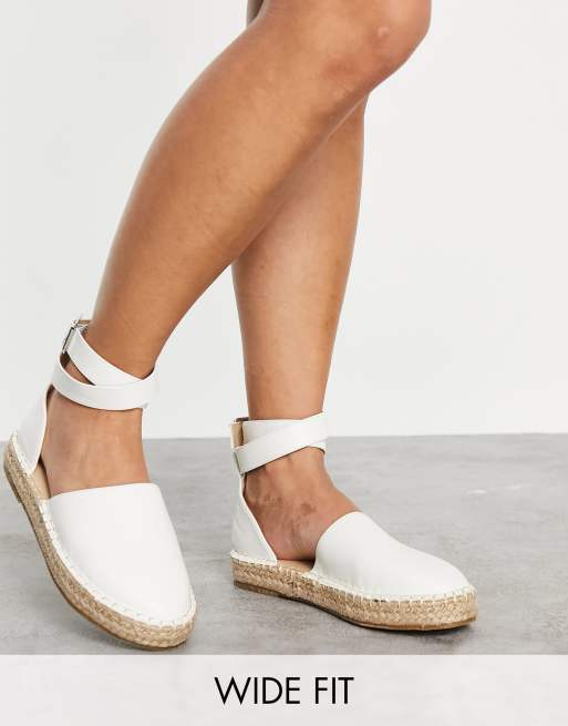 Truffle Collection Wide Fit - Todelte espadrille-sko i hvid