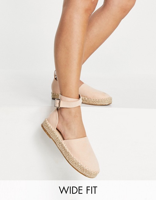 Truffle Collection wide fit two part espadrille shoes in beige
