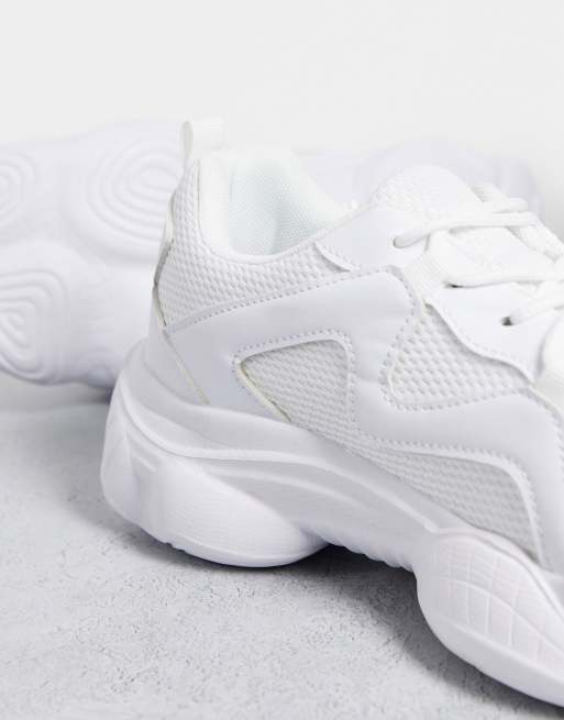 Truffle Collection Wide Fit – Vita sneakers med grov, bubblig sula och bred passform, 4 av 4