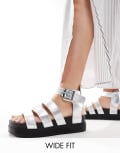 Truffle Collection Wide Fit wide strap sandals in silver