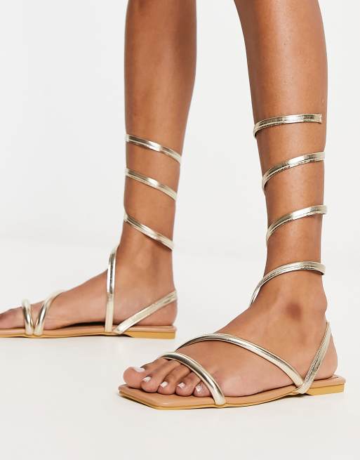 Gold wrap up sandals new arrivals