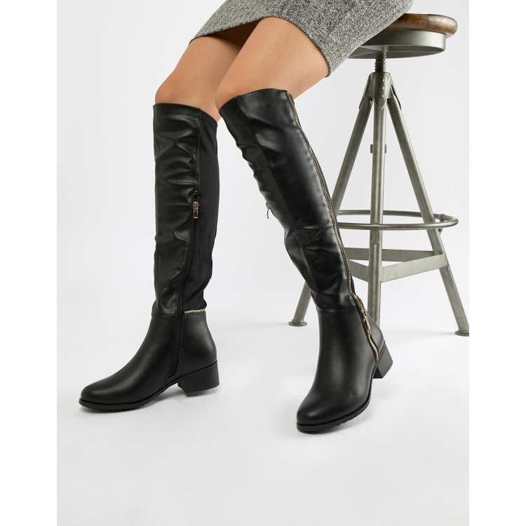 Truffle collection flat shop over knee boot