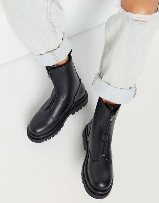 Zip front shop chunky boots