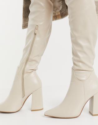 cuissarde a talon beige