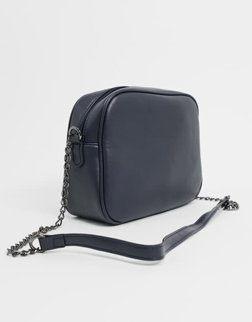 Truffle Doorgestikte crossbody tas in donkerblauw