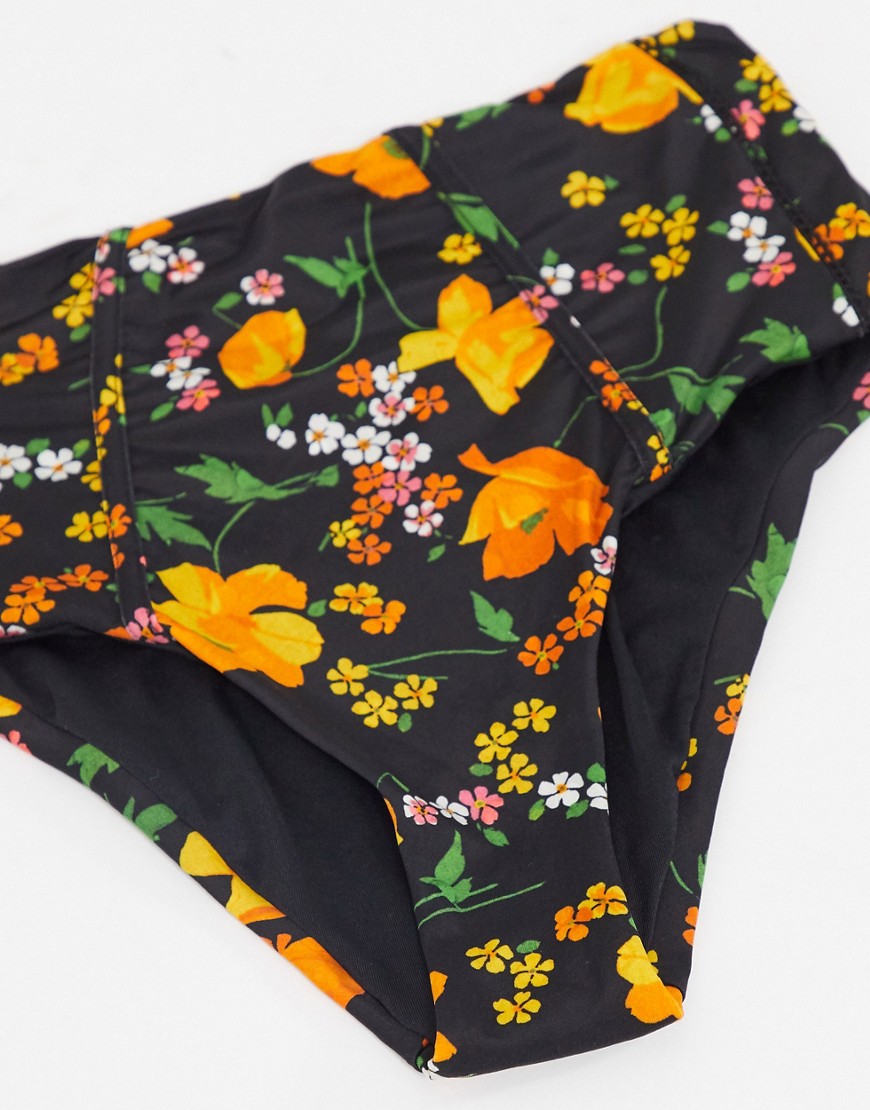 фото Трусы бикини с завышенной талией и цветочным принтом asos design-многоцветный