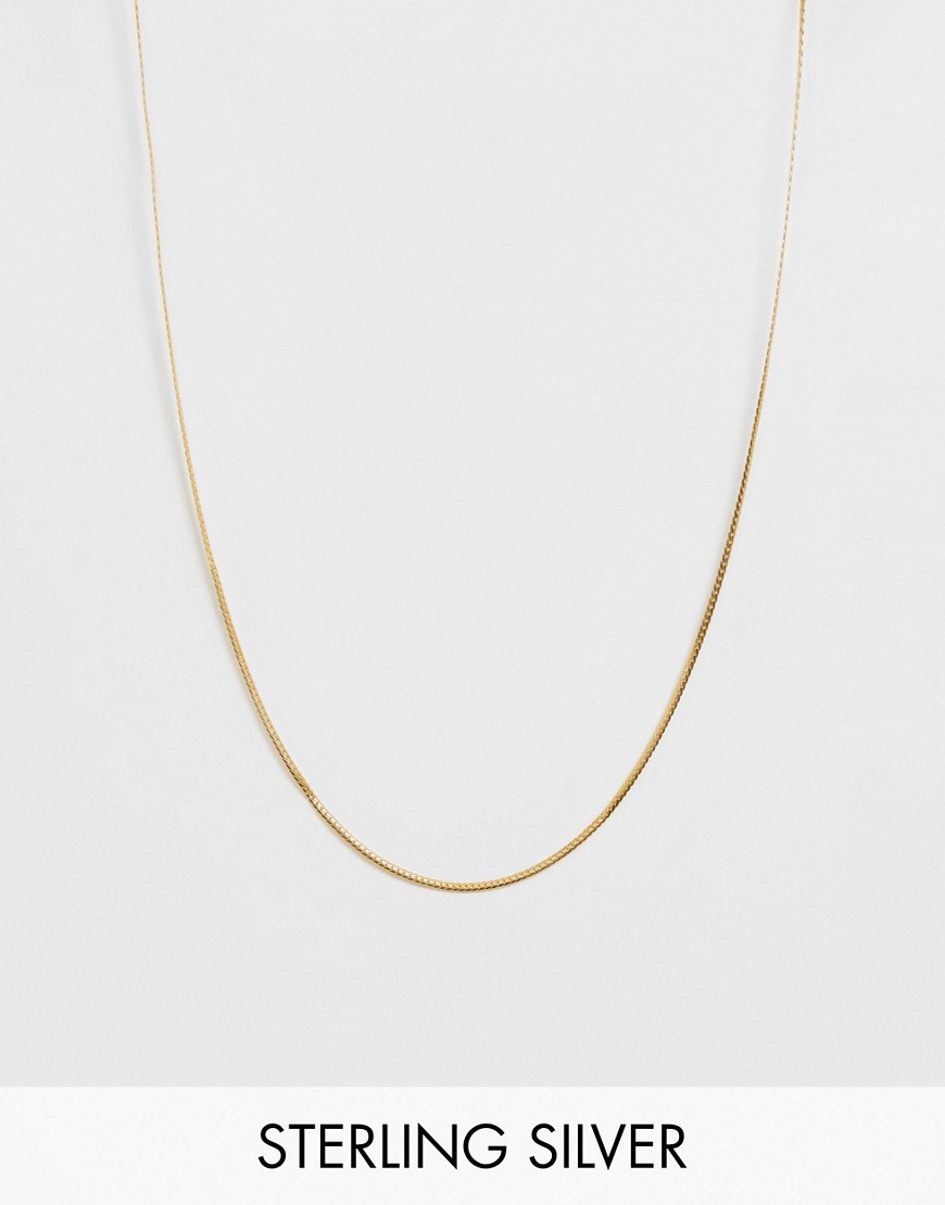Ожерелья Цепочка из стерлингового серебра с позолотой 14 карат ASOS DESIGN-Золотистый