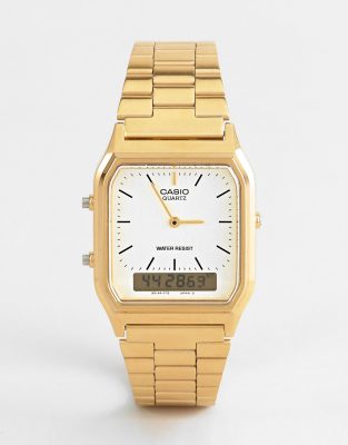 фото Цифровые часы-браслет casio aq-230ga-9dmqyes-золотой