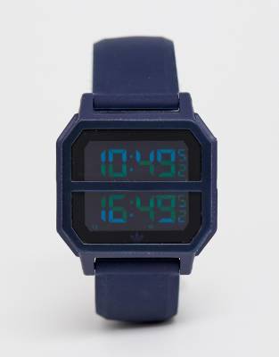 Цифровые часы с темно-синим силиконовым ремешком adidas - R2 Archive-Темно-синий