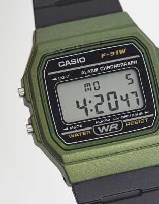 фото Цифровые силиконовые часы casio f-91wm-3aef-черный