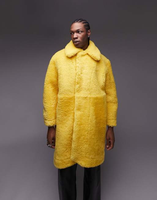 Yellow fur hot sale coat men