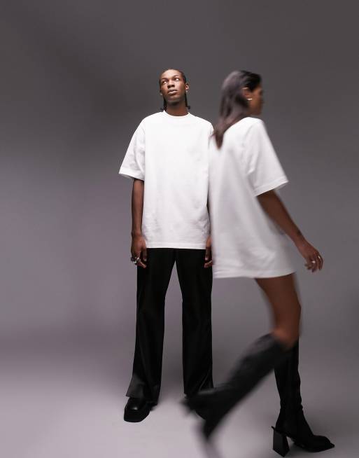TSTM Unisex Premium Limited Edition shoulder pad oversized fit tee in white