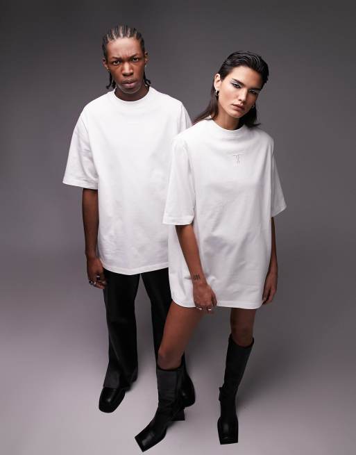 TSTM Unisex Premium Limited Edition shoulder pad oversized tee in white