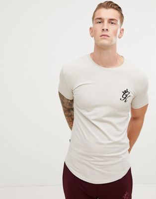 Tætsiddende longline t-shirt i sky-hvid fra Gym King