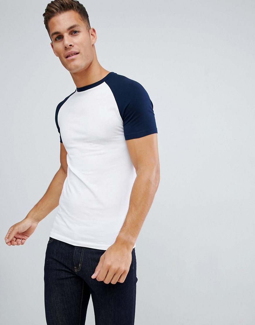 Tætsiddende T-shirt i raglan med rund hals fra ASOS DESIGN-Multifarvet