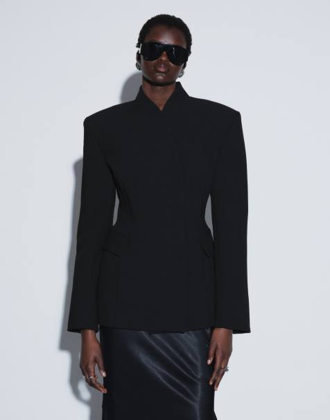 TTYA cinched blazer with seam details in black - view 1