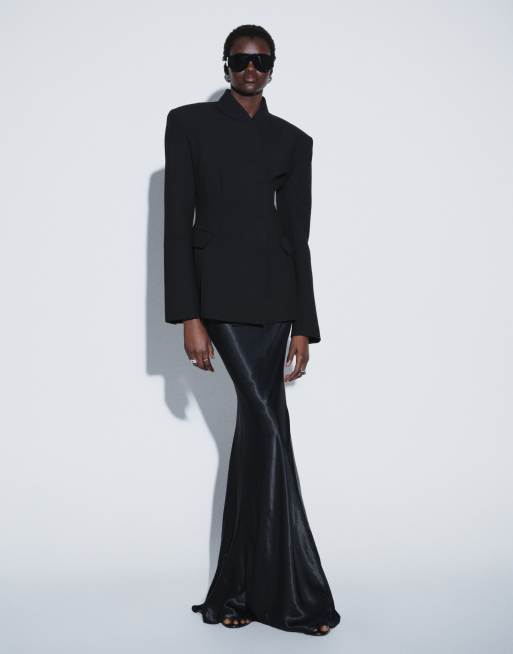 TTYA cinched blazer with seam details in black, 2 of 4