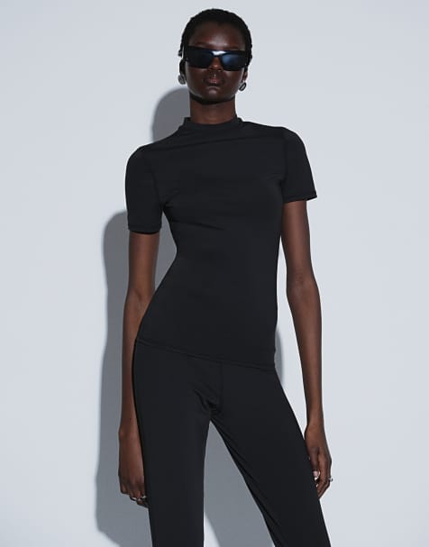 TTYA high neck jersey top in black - view 1