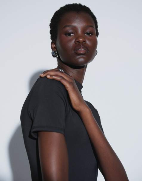 TTYA high neck jersey top in black - view 1