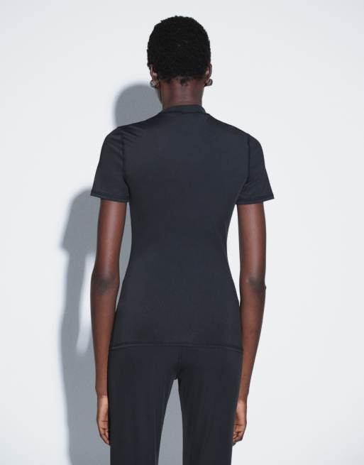 TTYA high neck jersey top in black, 4 of 4