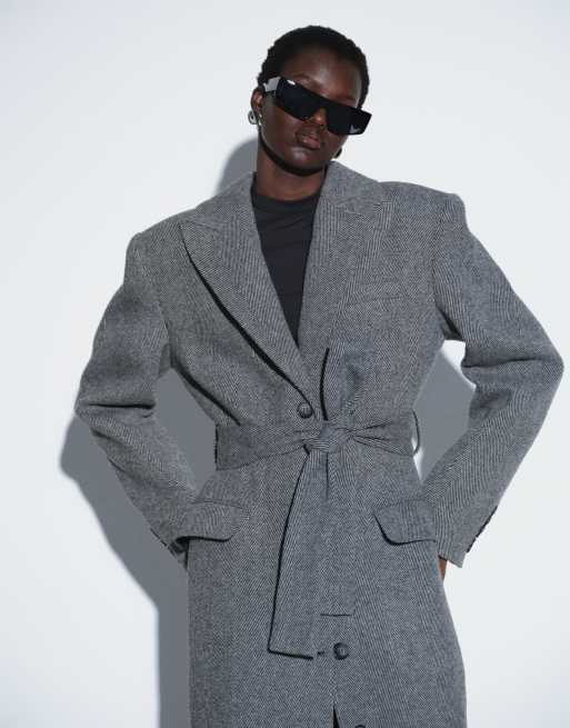 TTYA LAB manteau long avec ceinture à chevrons, 3 de 4