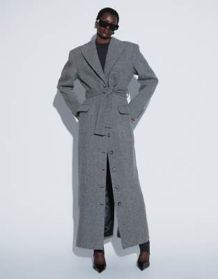 Asos Tall Ttya Lab Maxi Coat With Belt In Multi