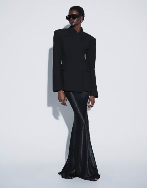 TTYA satin maxi skirt in black - view 1