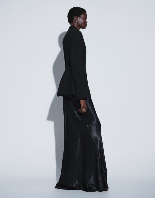 TTYA satin maxi skirt in black, 2 of 5