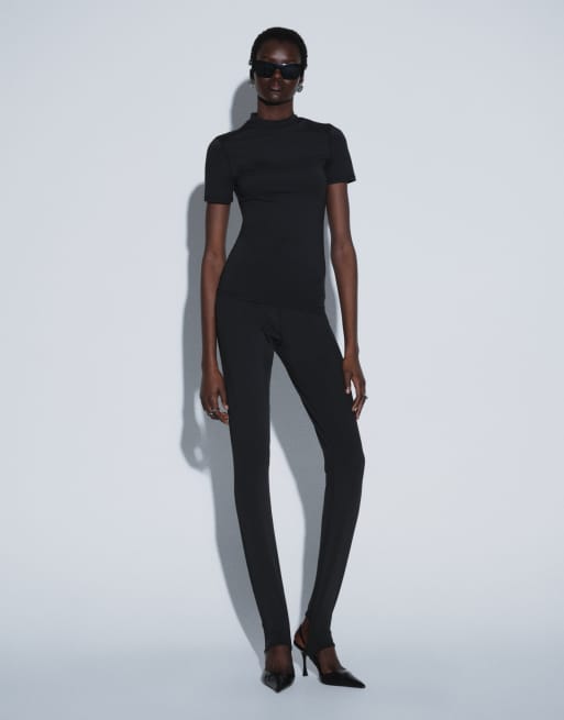 TTYA top in jersey accollato nero, 3 di 4