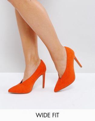 фото Туфли для широкой стопы на высоком каблуке asos priority-оранжевый asos design