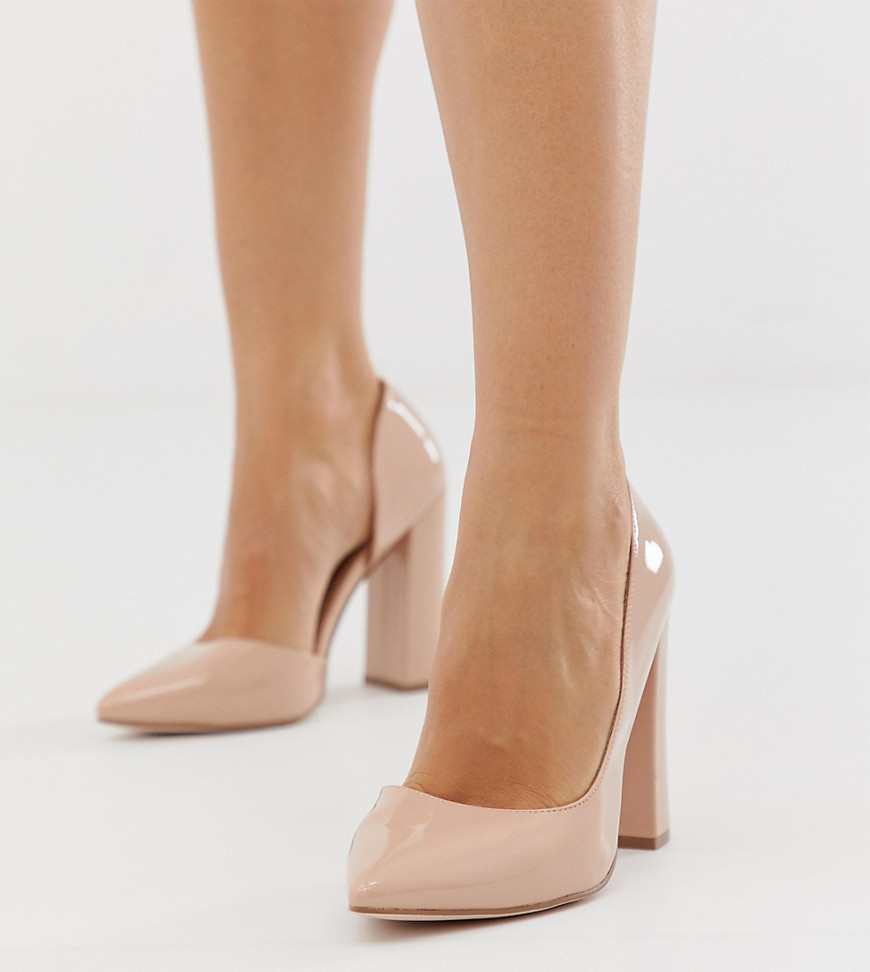 фото Туфли для широкой стопы на высоком каблуке миндального цвета asos design walter d'orsay-бежевый