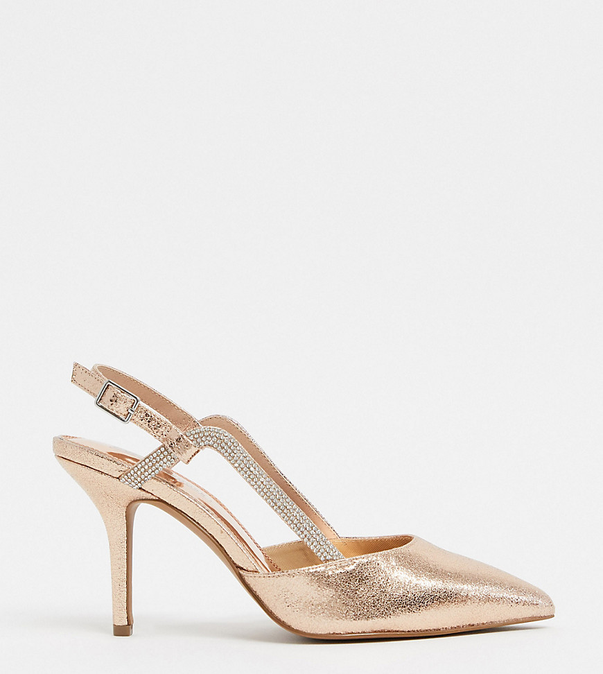 Туфли для широкой стопы цвета розового золота на каблуке ASOS DESIGN-Золотой