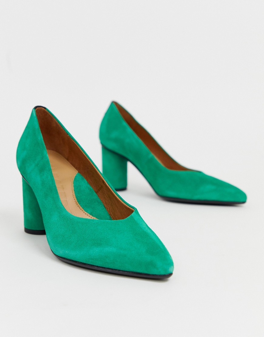 фото Туфли-лодочки на каблуке с острым носом selected femme-зеленый