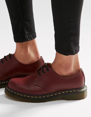 фото Туфли на плоской подошве с 3 парами люверсов dr martens 1461 gibson-красный