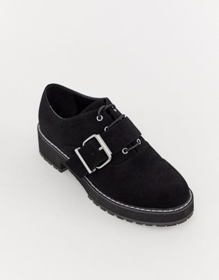 фото Туфли на плоской подошве со шнуровкой asos design-черный