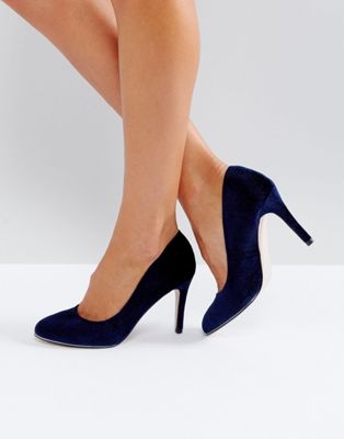 фото Туфли на высоком каблуке с круглым носком miss kg-темно-синий